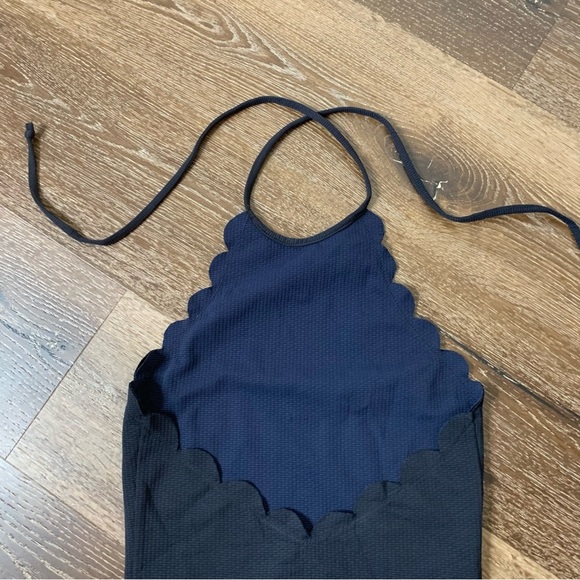 Marysia womens black scalloped mott maillot halter one piece swimsuit Small - Picture 7 of 10